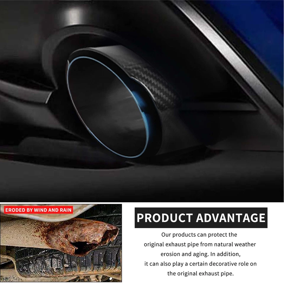 For Honda Civic 11th Gen 2x 2.5" Inlet 3.5" Outlet Exhaust Tip Pipe Carbon Fiber Foto 4 de 4