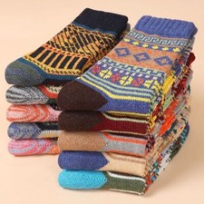 5 Pack Men Warm Thick Casual Sport Soft Crew Wool Cotton Socks Design Boot 7-11