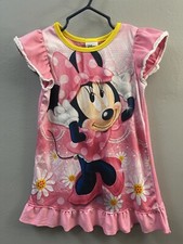 Disney Toddler Girl Minnie Mouse Ruffle Short Sleeve Polyester Nightgown Pink 3T