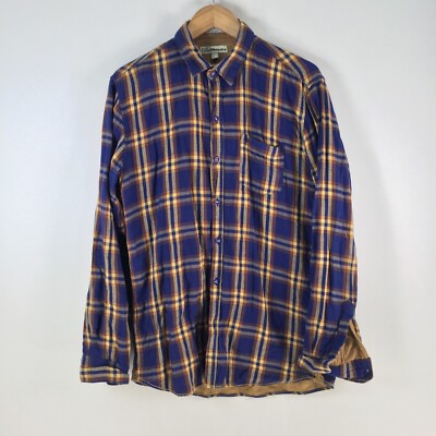 He by mango blacksmith mens button up shirt size L slim fit blue check 106013