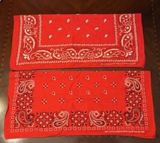 Handkerchiefs Red Lot Of 2 Fast Color RN 13960 Paisley Cotton