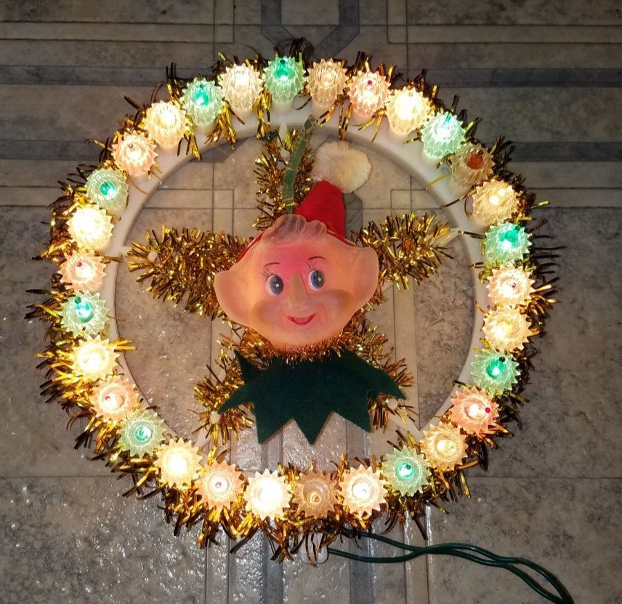 Vintage Christmas Elf Blinking Tree Top