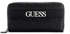 NEW GUESS Women's Logo Embossed Patent Zip-Around Wallet Clutch Bag - Black
