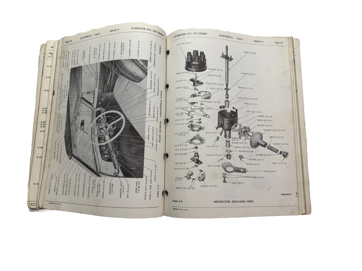 Plymouth P-17 P-18 1949-1951 OEM Parts List Catalog Manual Numbers