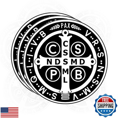 Set 3pcs St Benedict Medal Catholic Sticker Saint Benedict Medal Christian Bi