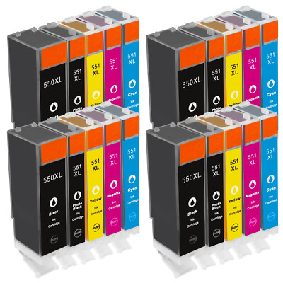 20 Patronen für Canon Pixma IP7250 IP8750 IX6850 MG7150 MG7550 PGI-550 CLI-551