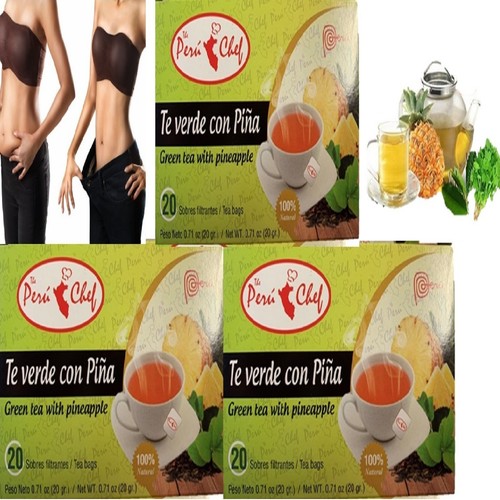 Green Tea with Pineapple Flavor 20 Pack of 3-total 60 bags detox slim - Picture 3 of 6