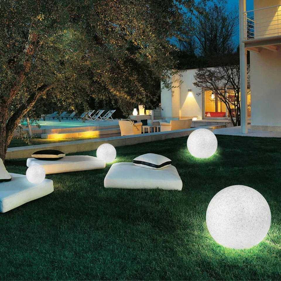 Lampada Sfera Giardino 30cm Luce Illuminazione Esterno Attacc E27 Effetto Pietra - Immagine 4 di 4