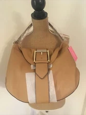 Isaac Mizrahi Leather Logo Hobo/Handbag "Shirley" Camel Brown, MSRP $298, NEW