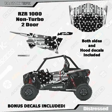 Gray Subdued USA Flag Graphics kit fits Polaris RZR 1000 2 Door 14-18