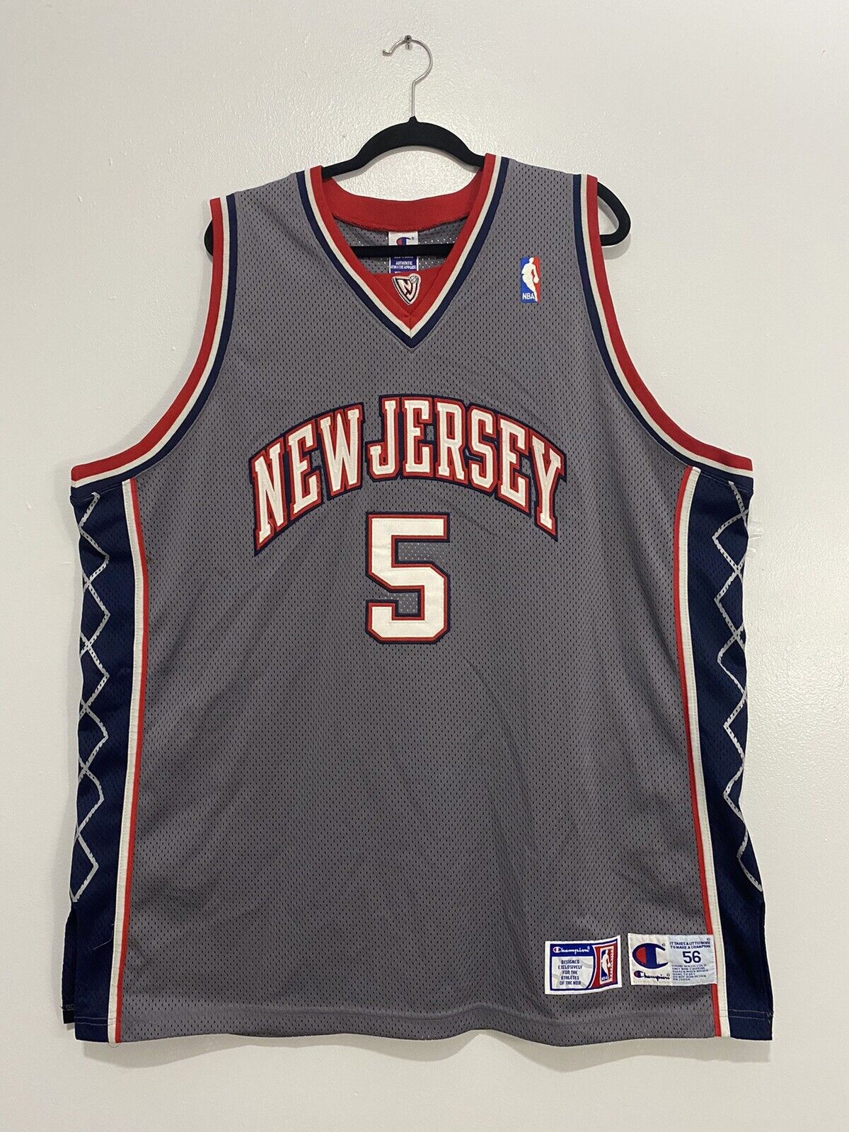 RARE Vintage Champion NBA New Jersey Nets Jason Kidd #5 Jersey Size 56 Pro  Cut