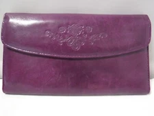 VTG BUXTON Glove Soft Honey Glazed Sheepskin Purple Large Snap Wallet Checkbook