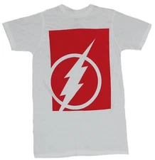 Flash DC Adult New T-Shirt - Simple Flash Bolt Logo In Red Block Pic