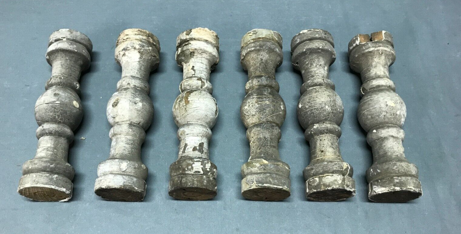Antique Lot 6 Small Wood Porch Span Spindles 2x7 Shabby White VTG Chic 586-25B