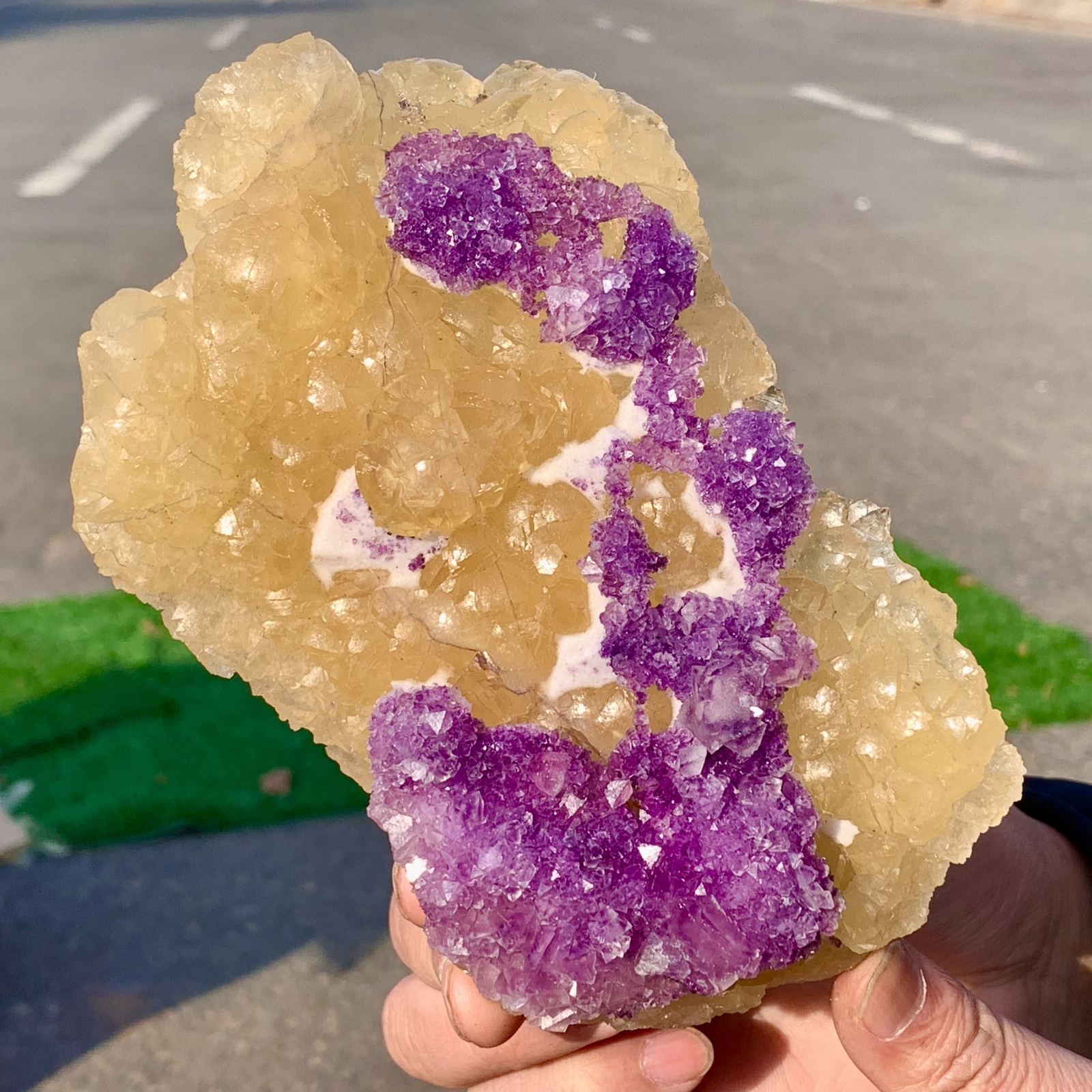 1.71LB Rare Yellow-Purple Cube Fluorite Crystal Specimen from China