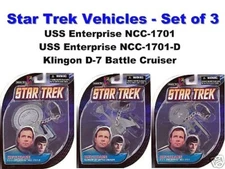 STAR TREK Keychains Set of 3 Enterprise NCC-1701 Klingon D7 Battle NEW Retired