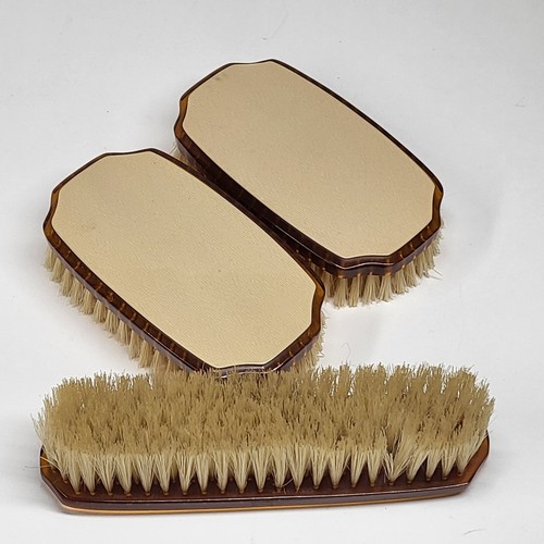 Set of 3 Vanity Clothes Lint Brushes Celluloid Pyralin Vintage Art Deco - Afbeelding 1 van 14