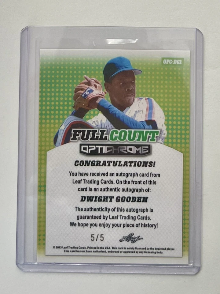 2023 LEAF FULL COUNT OPTICHROME DWIGHT GOODEN AUTO 5/5 Silver - Image 2 of 2