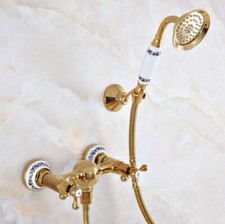 Bathroom Faucet Set Golden Brass Bathtub Handheld Shower Water Taps Kit 2na971