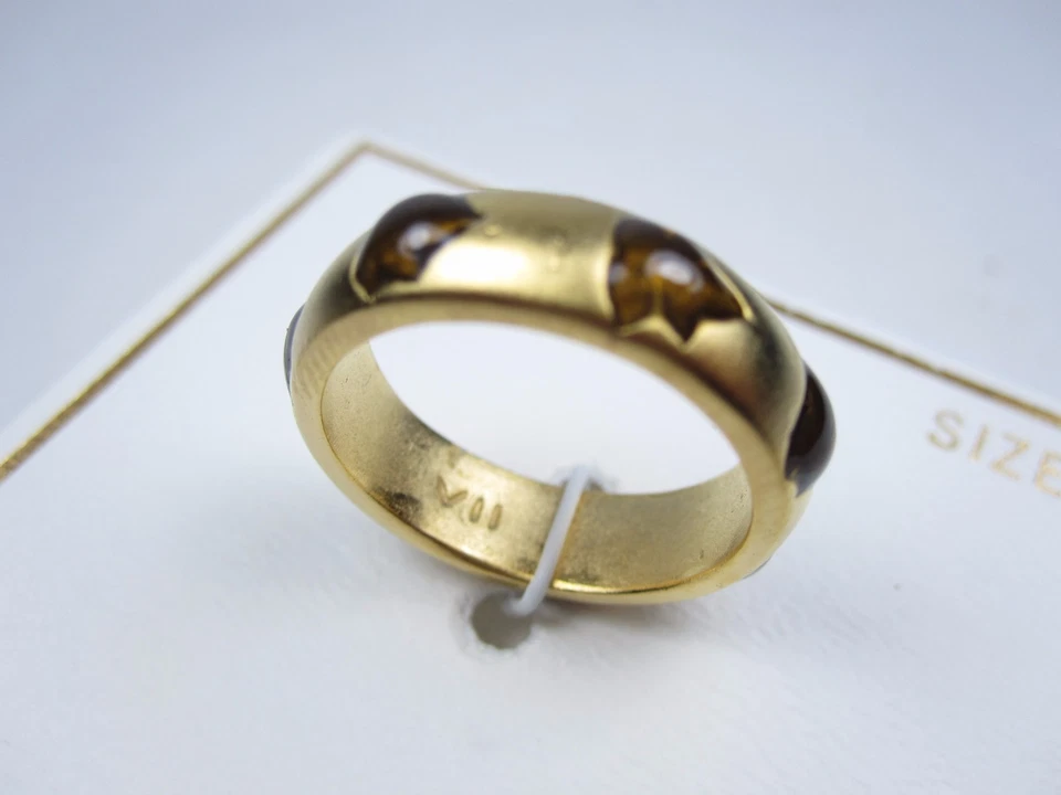 Nina Ricci Gold Plated Ring with Enamel - Size 7 0585 - Image 4 of 4