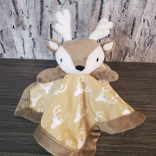 Levtex Baby Deer Elk Lovey Plush Security Baby Blanket Brown White 12"