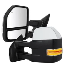 Chrome Tow Mirrors For 2015-2020 Ford F150 Power Heated Temper Sensor LED Signal