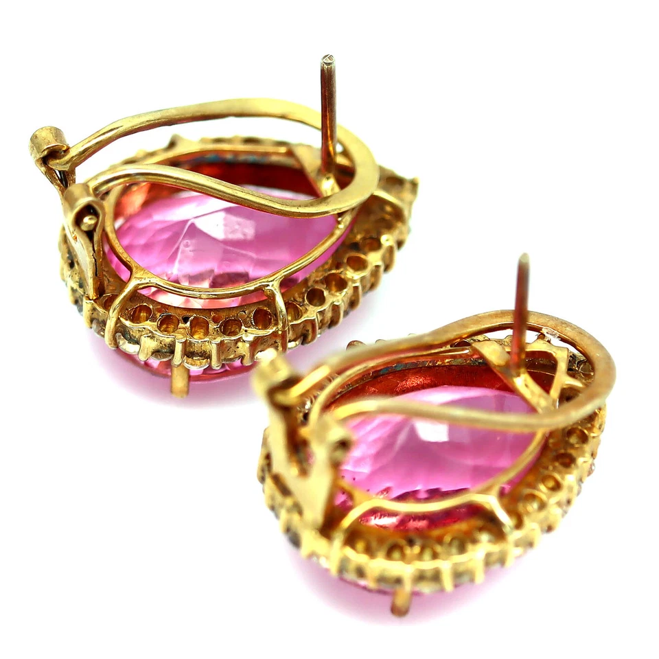 925 Sterling Silver 14 x 19 MM. Pink Mystic Topaz & White Zircon Earrings - Image 3 of 4