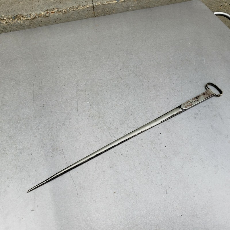 Antique english silver or silverplated sharp kitchen utensil, marked