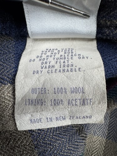 Vtg Swanndri Wool Flannel Shirt Jacket Blue Brown Red New Zealand Bush L RARE - Picture 9 of 11