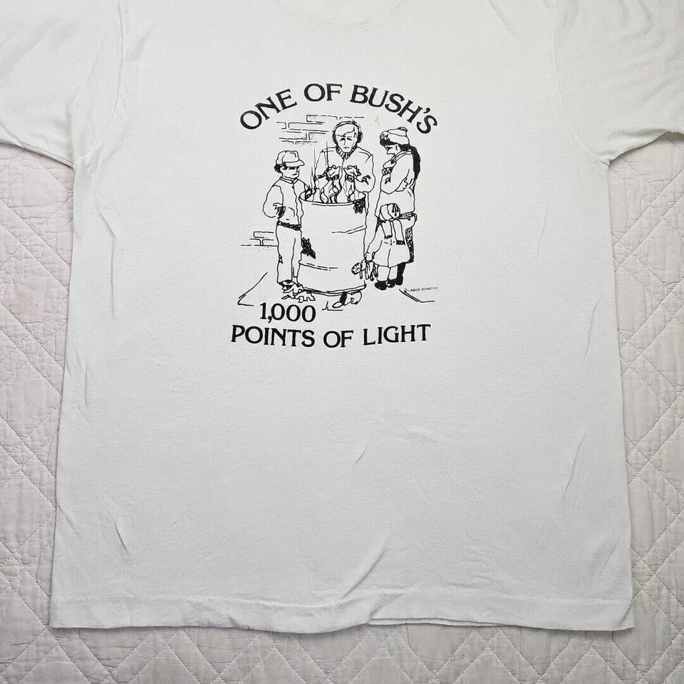 VTG Screen Stars Men's White T-Shirt The Bush's 1000 Points of Light Size XL - Image 2 of 4