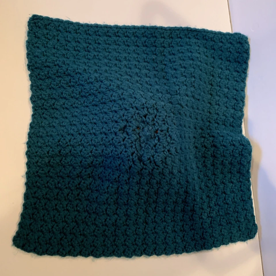 Manta de seguridad Lovey marrón verde azulado profundo punto zorro ganchillo Foto 4 de 4