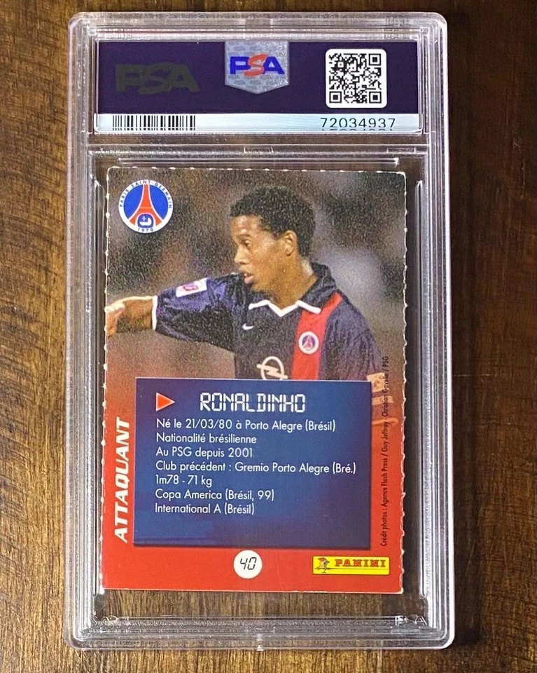 2001 Panini PSG NO40 Роналдиньо PSA 7 Pop 1 (PSA всего: 4) - Изображение 2 из 3