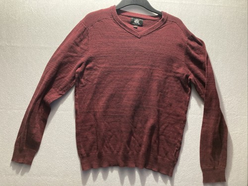 Mens ROCK REPUBLIC V Neck Long Sleeve Knitted Sweater burgundy Size XL