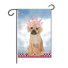 Puggle Floral Garden Flag Double Sided 12 x 17 in.