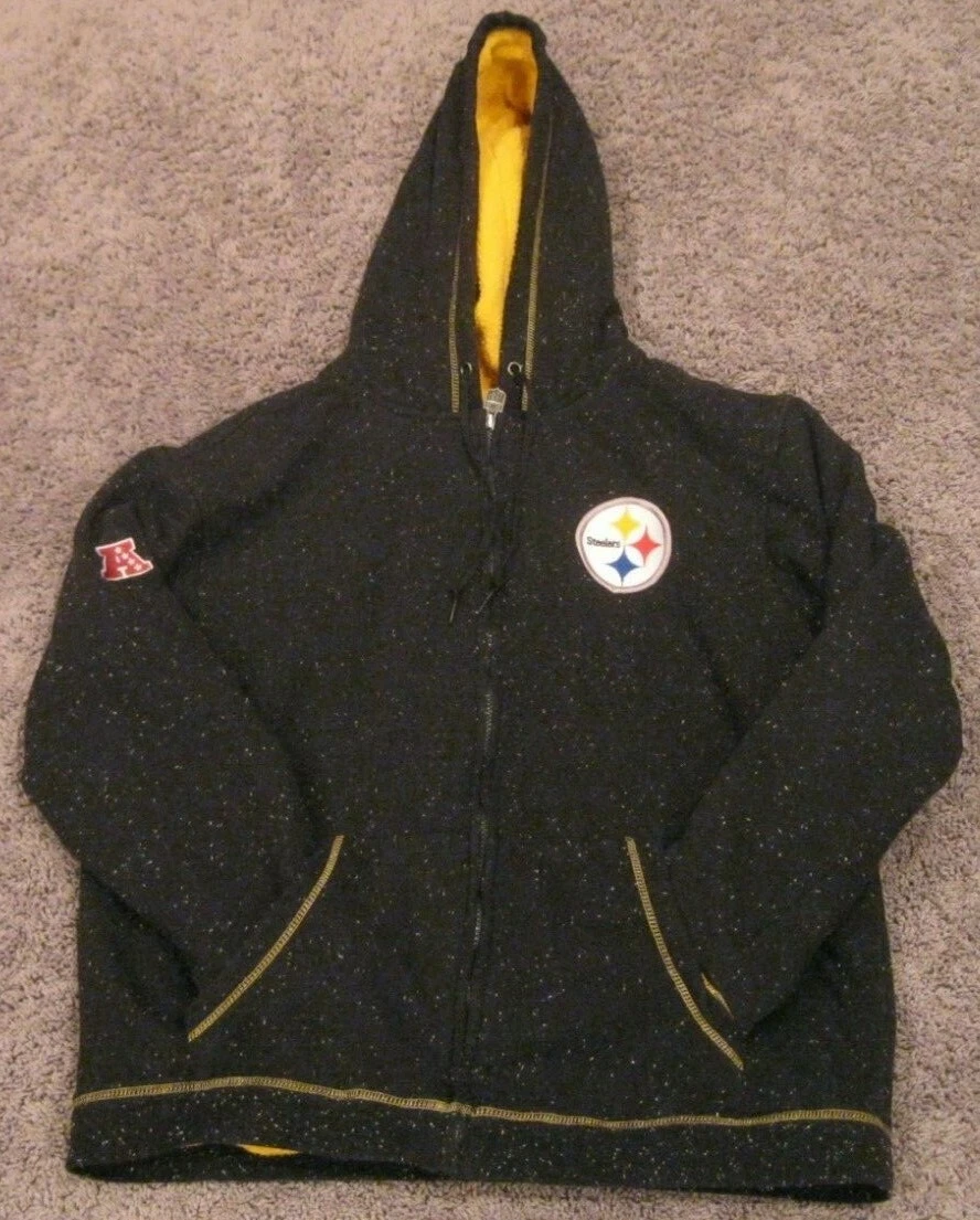 Vintage Proline Pittsburgh Steelers Sherpa Fleece Galaxy Washed Hoodie Youth XL