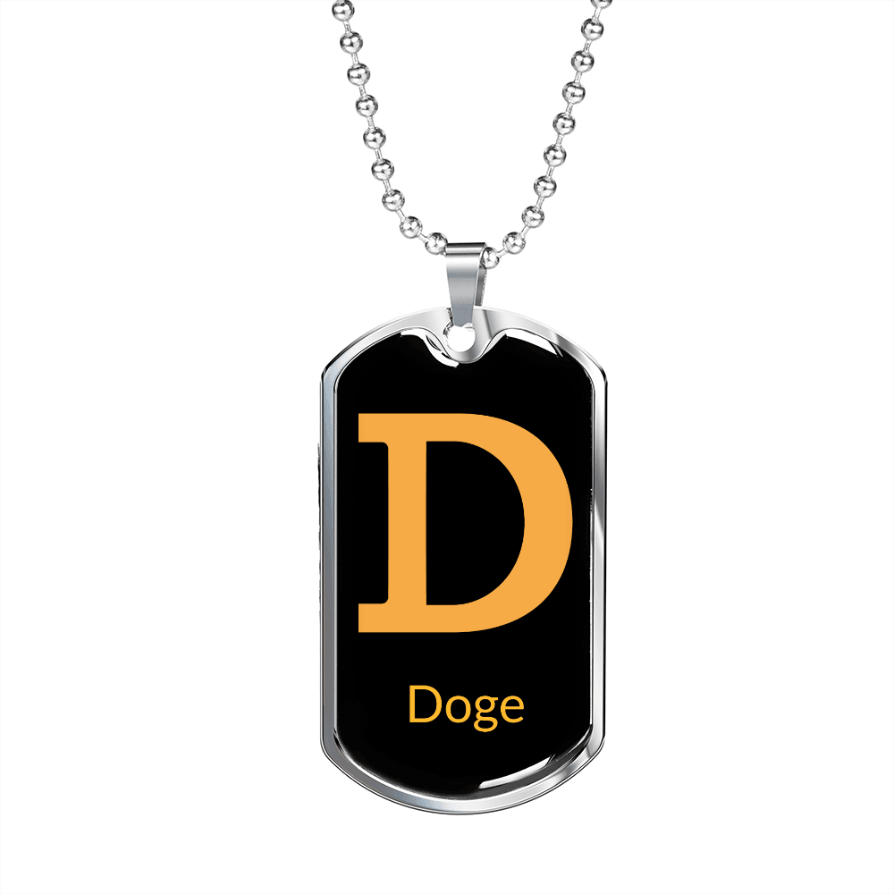 Doge Crypto Necklace Stainless Steel or 18k Gold Dog Tag 24
