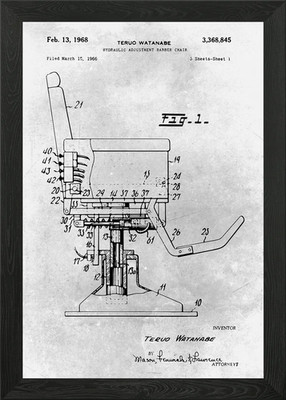 No490 Barber chair Framed Wall Art Poster Canvas Print Picture