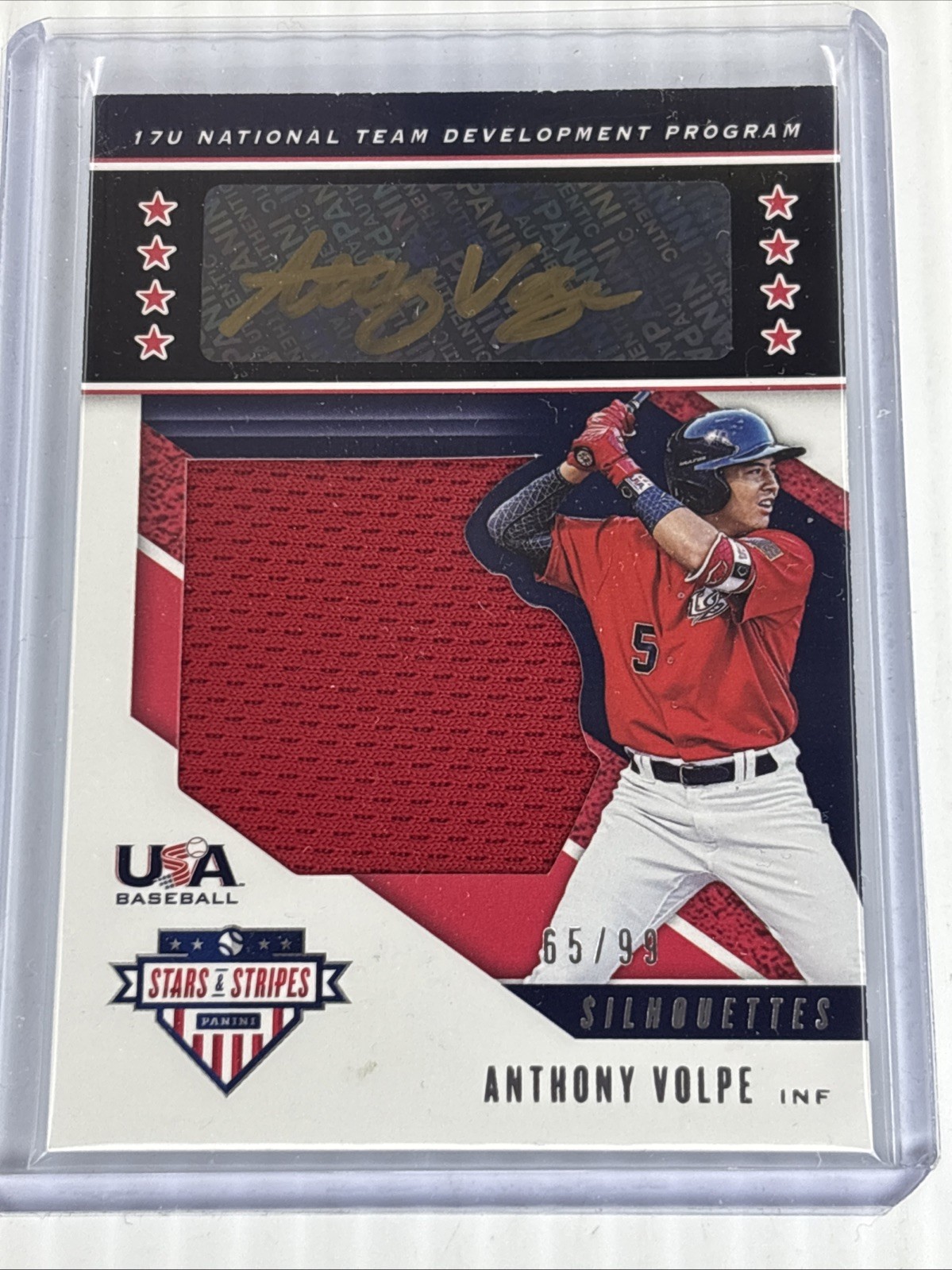 2019 Anthony Volpe Panini Stars & Stripes Silhouettes #65/99 Auto #USA-DZ Yanks