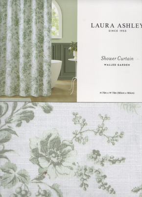 LAURA ASHLEY新品カーテン Laura Ashley Walled Garden Green Fabric Shower Curtain 72