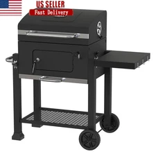 372 sq.in Cast Iron Cooking BBQ Grill Heavy Duty 24-inch Charcoal Grill Black