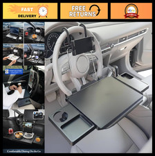2-in-1 Adjustable Car Steering Wheel Desk Laptop Tray with Phone Holder - Fits