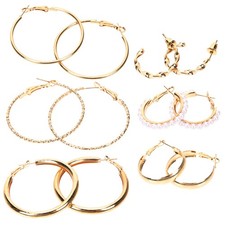  6 Pairs Accessori Di Moda Orecchini Bambina Cerchio Gioielli Alla Per Donna