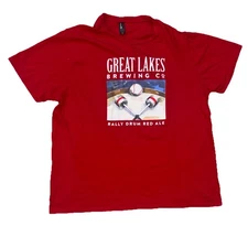 GREAT LAKES BREWING CO. T-Shirt Sz 2XL/XXL Rally Drum Red Ale 100% Cotton Red