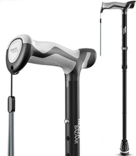 Walking Cane for Men, Foldable Cane with Shock Absorption - Adjustable