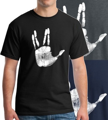 Vulcan Hand Print T-Shirt Victory Signs Classic Movie USA Superhero Peace