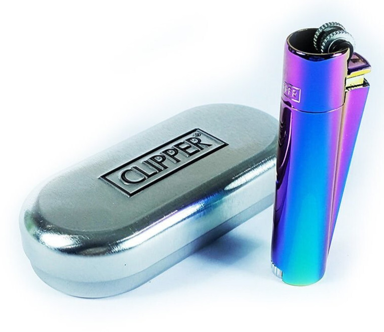 Icy Rainbow With Metal Box Refillable Soft Straight Flame