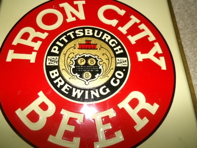 1950's IRON CITY BEER white TOC  sign *near mint* PITTSBURGH