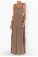 Show Me Your Mumu Faith A Line Chiffon Maxi Dress Large Formal Bridesmaid Taupe
