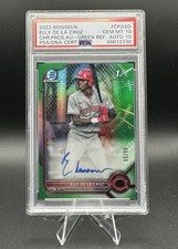 2022 Bowman Chrome ELLY DE LA CRUZ /99 Auto Green Refractor 1st PSA 10 GEM