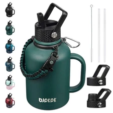 BJPKPK Large Insulated Water Bottles with Straw Lid & Handle, 50oz, 64oz, 87o...